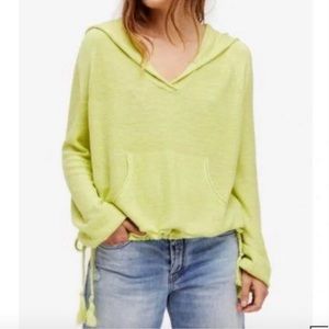 Free People  Optimistic Hooded  Linen Blend Oversized lagenlook Pullover Sz M